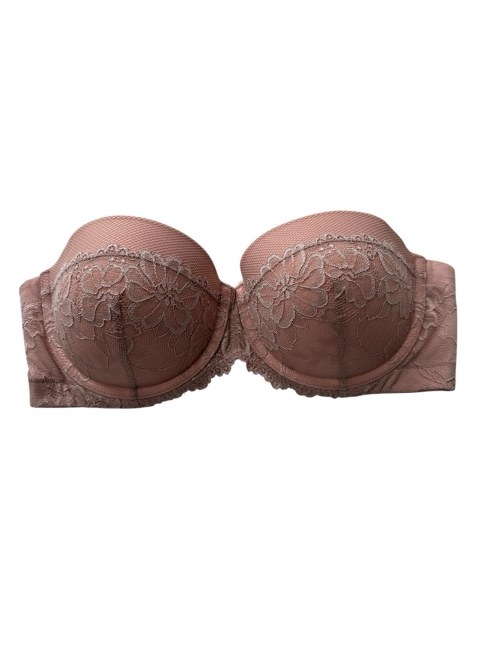 Maidenform Balconette Push-Up Lace-Trim Strapless Bra in Light Blush Pink, 38C